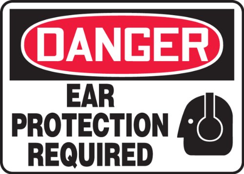 Accuform MPPE032VP שלט בטיחות פלסטי, הגנת אוזניים סכנה נדרשת עם גרפיקה, 10 אורך x 14 רוחב x 0.055 עובי,