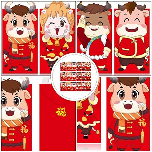 אדום ארנקי 18 יחידות 2021 סיני חדש שנה כסף מעטפות שור דפוס מזל כסף כיס אביב פסטיבל כסף שקיות מזל אדום
