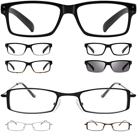 גוד קריאת משקפיים 8 זוגות קלאסי קל משקל מלבני קוראים לגברים נשים+1.75