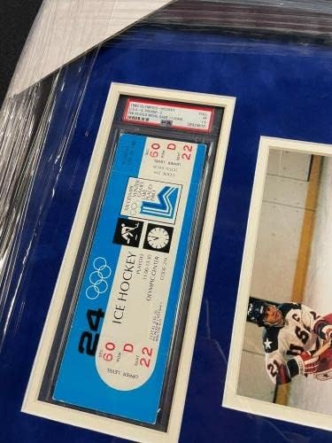 1980 אולימפיאדת נס על הקרח מייק ארוזיונה חתם על תוכנית מסגרת וחתימת כרטיס מגזינים אולימפיים חתומים