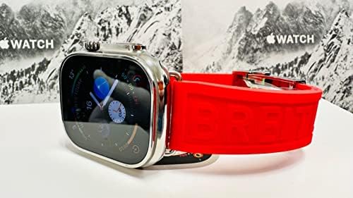 יהלום מותאם אישית מלוטש 49 ממ iwatch Ultra עם גומי ברייטלינג אדום