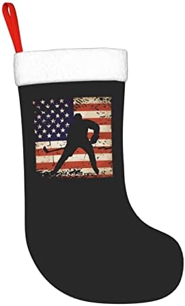 QG zzx הוקי נגן דגל אמריקאי דגל חג המולד גרבי חג המולד גרביים אח תלויה גרב 18 אינץ 'קישוט חג