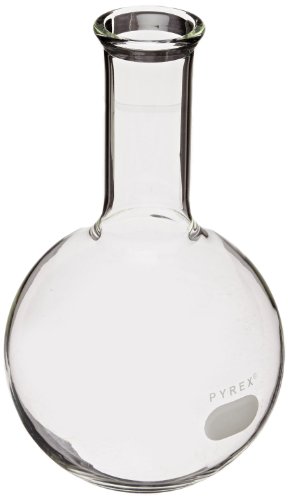 קורנינג פיירקס בורוסיליקט זכוכית צוואר ארוך פלורנס בקבוק רתיחה תחתון שטוח, קיבולת 500 מל