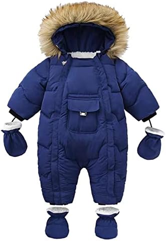 בנות תינוקות בנות חורף חורפי מעיל מעיל עם כיס ברדס חליפת שלג עם כפפות פעוטות אטומות לרוח 2 חליפות שלג