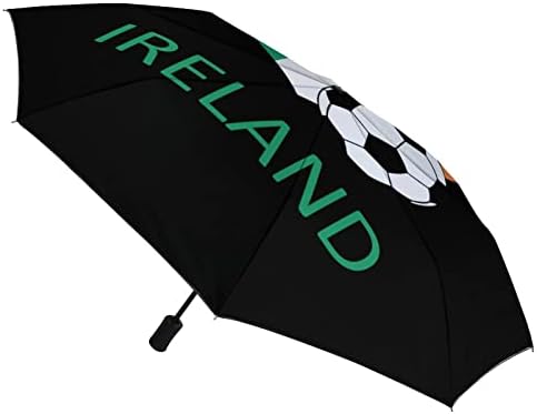אהבת אירלנד מטריית נסיעות כדורגל אטומה לרוח 3 קפלים מטרייה מתקפלת אוטומטית לגברים נשים