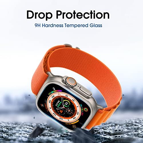 מגן מסך זכוכית אמפילם עבור Apple Watch Ultra 2022, זכוכית מחוסמת, ידידותית למארז, הקלה ביותר להתקנה,