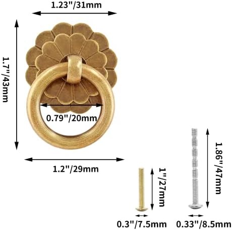 Jiozermi 4 PCS ידיות משיכה של טבעת מתכת, ידיות טבעת ארונות, משיכות מגירת מעגל לארון ארון ארונות ארונות,