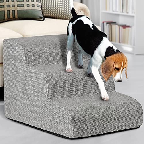 מדרגות לכלבים לכלבים קטנים-רמפת כלבים 3 שכבות לחיות מחמד לעלות על ספת מיטת ספה-מדרגות כלבים רחבות במיוחד
