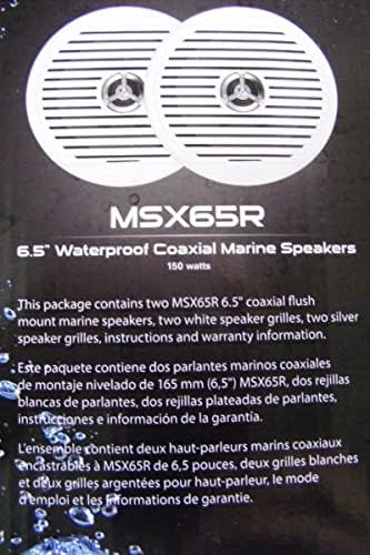 Jensen MSX65R זוג 6.5 רמקולים קואקסיאליים עמידים למים ימיים, 75 וואט כוח מרבי, 65 הרץ - תגובת תדר של