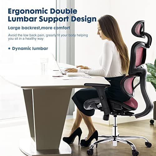 כיסא משרדי ארגונומי, כיסא שולחן גב גבוה, כיסא משימות מחשב רשת מסתובב עם תמיכה מותנית דינמית, פונקציית