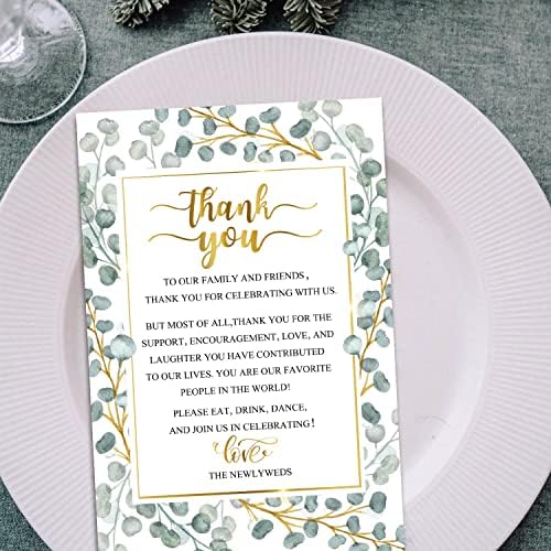 50 תודה לך כרטיסי מקום-ירק צבעי מים חתונה, חזרות ארוחת ערב תודה לך שולחן סימן - תפריט מקום הגדרת כרטיס
