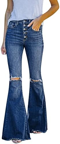 ג'ינס ג'ינס לנשים פעמון פעמון ג'ינס תחתון גבוה מותניים במותניים בתוספת ג'ינס בגודל עם כיסים מכנסי ג'ינס
