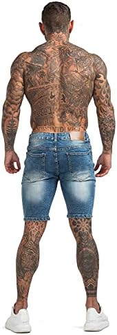מכנסי ג'ינס לגברים של ג'ינגטו קצרים דקים מתאימים למתיחה קרועה ג'ינס קצרים