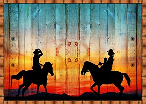 בד 10x8ft בד מערבי קאובויס תפאורה מערבית מערב פרוע קאובויס קאובויס רקע רקע צללית של קאובוי רוכב על סוס