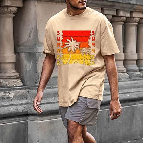 חולצות טריקו של XXBR Mens קיץ מכתב שרוול קצר הדפס טייז הוואי מזדמן