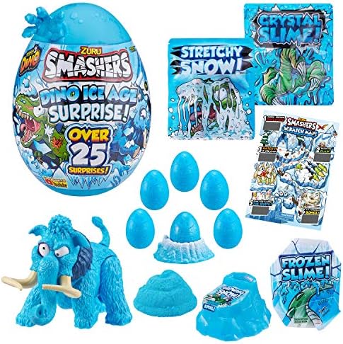 Smashers Dino Ice Age Mammoth Series 3 מאת Zuru Egg Egg עם למעלה מ- 25 הפתעות! - רפש, צעצוע דינוזאור,