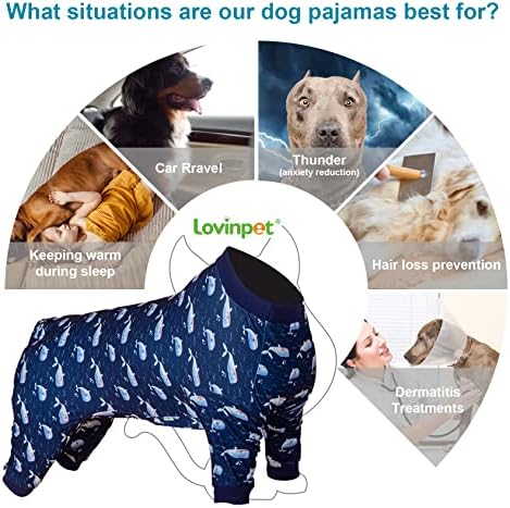 תלבושת כלבים גדולה של Lovinpet, Onyse כלבים לניתוח, פיג'מה כלבים גדולה של גזע, הדפס לוויתן חיל הים קל