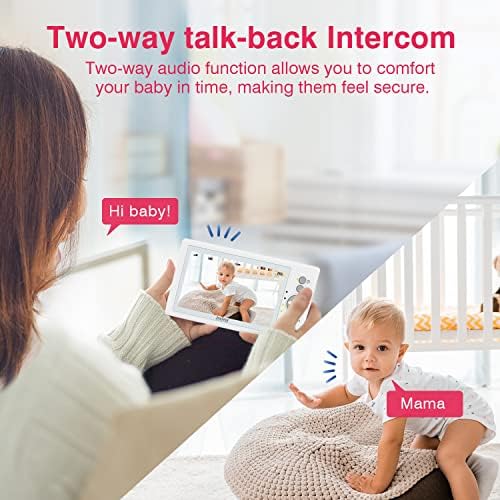 צג תינוק ג 'וסקו עם 2 מצלמות, צג תינוק וידאו עם מצלמה ושמע ללא אינטרנט אלחוטי, מסך מפוצל 5 אינץ' עם
