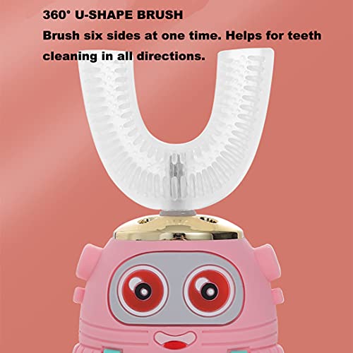 מברשת שיניים אוטומטית U בצורת 360 ניקוי שיניים קולי קריקטורה חשמלית קריקטורה אוטומטית מברשת IPX7 אטום