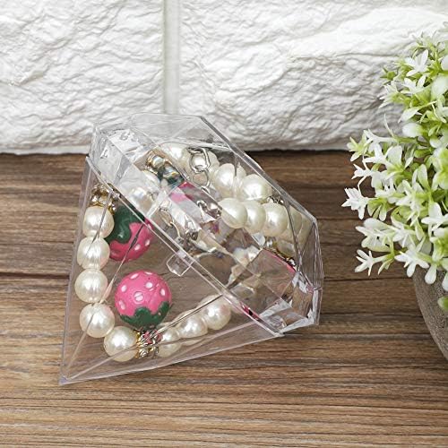 מארז קופסת ממתקים 12 יח ', כדורי פלסטיק DIY קישוט עץ שקוף תפאורה צורת יהלום ברורה קופסת יום הולדת לחתונה