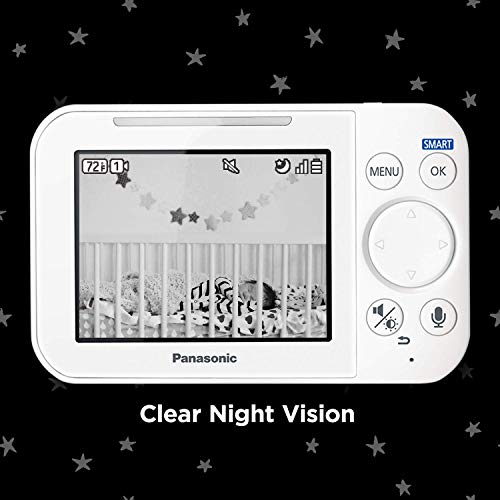 צג תינוקות פנסוניק עם מצלמה ושמע, וידאו צבעוני בגודל 3.5 אינץ', טווח ארוך במיוחד, חיבור מאובטח, שיחה