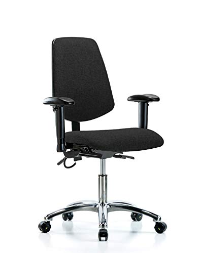 לבטק ישיבה סגן 41003 כיסא גובה בד שולחן כתיבה בסיס כרום גב בינוני, הטיה, זרועות, גלגלים אסד, שחור