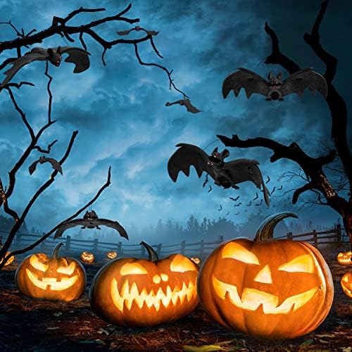 קישוטים של YouLy Halloween, 10 חלקים מפחידים עטלפי ליל כל הקדושים קישודים מקורה/חיצוני תלת מימד תלויים