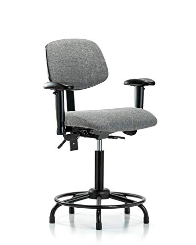 לבטק ישיבה סגן 42535 כיסא ספסל בינוני, בד, בסיס צינור עגול-זרועות, מחליק, אפור