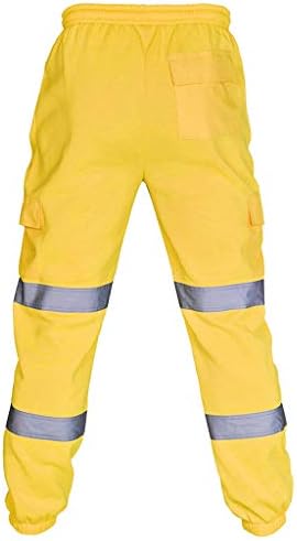 Wenkomg1 גברים Hi vis עבודה מכנסי מטען מכנסי בטיחות רפלקטיביים מכנסיים נראות נראות גבוהה מכנסי טרנינג