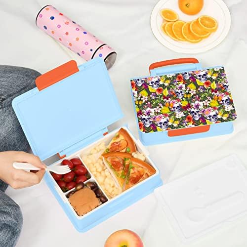 גולגלות MCHIVER קופסת בנטו קופסת ארוחת צהריים למבוגרים עם ידית לילדים ניידים מיכל ארוחת צהריים עם מזלג