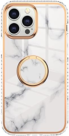 מארז אלקטרופלט לאייפון 14, מארז טלפון של אייפון 13 עם מחזיק טבעת מגנטי מארז מגן לאייפון 14 מכסה דפוס