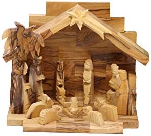 מיטת עץ זית ספרינגנהאל 6.5 בית לחם סט מולד חג המולד עץ עריסה מבית לחם עם תעודה שנעשתה בארץ הקודש