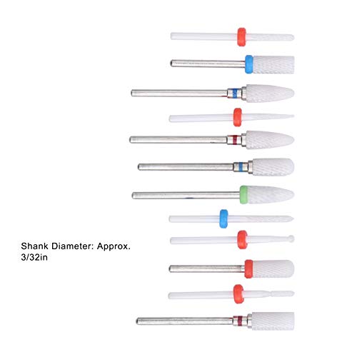 חתיכות מקדח ציפורניים חשמליות, 12 יחידות טחון קרמיקה חותך סיב