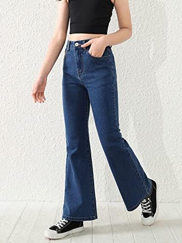 פלורנס בנות מקרית ג 'ינס מכנסיים גבוהה מותן התלקחות רגל ג' ינס עם כיס