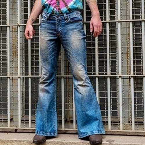 מכנסי ג 'ינס תחתונים רגועים וינטג' לגברים משנות ה -60 שנות ה -70 מכנסי ג 'ינס מתיחה קלאסיים דיסקו רטרו