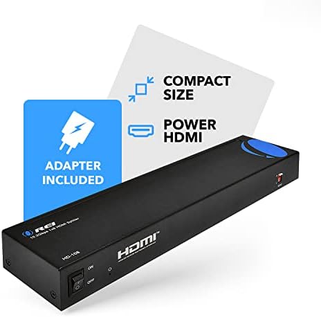 OREI HDMI SPLITTER 1X8 1080P - יציאה 1 עד 8 תצוגת HDMI כפילות/מראה - מפצל מופעל למלא HD 1080P רזולוציה