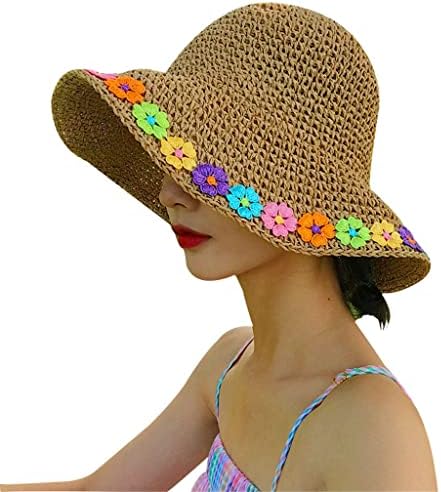 לרכוש רפיה פרחי שמש כובע רחב ברים תקליטונים קיץ כובעי נשים חוף פנמה קש כיפת דלי כובע פאטאל צל כובע