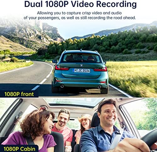 VSTARK DUAL DASH CAM FHD 1080P מצלמת מקף קדמית ופנים עם כרטיס SD של 64 ג'יגה-בתים אינפרא אדום מצלמת