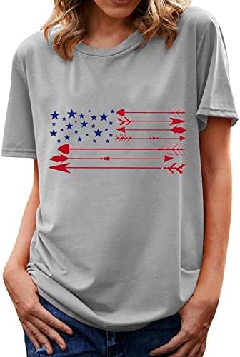 חולצה ליום העצמאות לנשים דגל אמריקאי דגל אמריקאי 4 ביולי חולצות טריקו שרוולים קצרים חולצ
