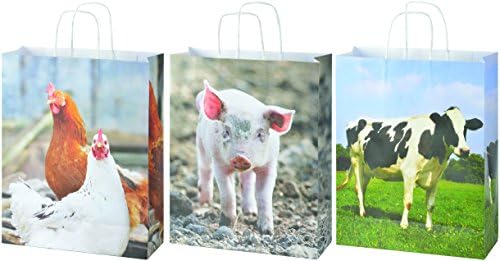 שקיות נייר בעלי חיים של Esschert עיצוב חווה, 3 אססט. סגנונות - גדולים, 3 חלקים