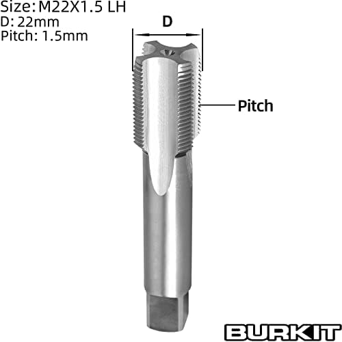 Burkit M22 x 1.5 חוט ברז על יד שמאל, HSS M22 x 1.5 ברז מחורץ ישר ברז