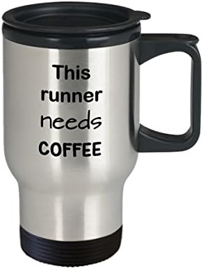 מתנת ספל נסיעות של רץ, הרץ הזה זקוק לקפה, 15 גרם ספל קפה מפלדת אל חלד עם מכסה, מתנת ספל חידוש רץ, כוס