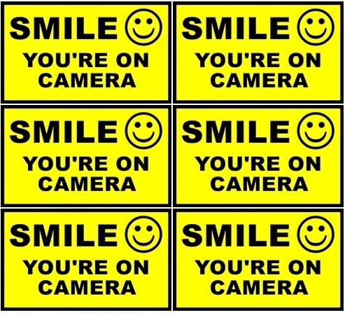 חיצוני/מקורה 3.54 רחב X 2.24 חיוך עסקי ביתי גבוה אתה על המצלמה דלת חלון צהוב אזהרה אבטחה מדבקת דק -דבק