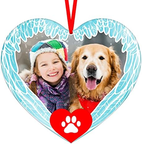 חיות מחמד תמונה מסגרת כלב זיכרון חג המולד קישוטי 2022, חיות מחמד זיכרון קישוטי חג המולד עץ כלב זיכרון
