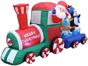 שני קישוטי מסיבות חג המולד ויום הולדת, כוללים רכבת איילים של סנטה קלאוס מתנפחים באורך 7 רגל, ועוגת יום