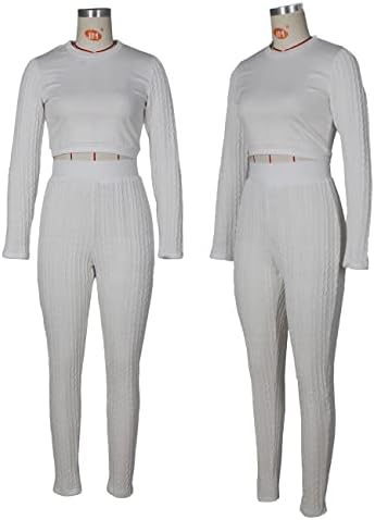 חליפות מסלול של אלונזואם לנשים סט מזדמן תלבושות סוודר 2 חלקים סרוג סרוג שרוול ארוך יבול עליון מכנסיים