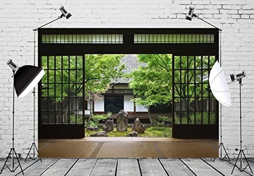 בד בלקו 5 על 3 רגל לובי בסגנון יפני רקע חדר ריק גן אביב חצר מקדש יפני ירוק טבע יפן רקע מגורים מסורתי