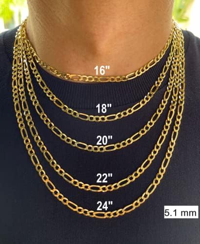 שרשרת פיגארו זהב אמיתי 14 קראט-2.45 ממ 3.15 ממ 4.1 ממ 5.1 ממ יהלום לחתוך קובני קישור פיגארו שרשרת לגברים-שרשרת
