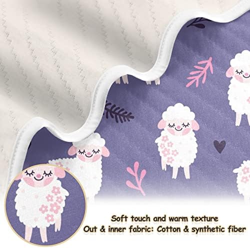 שמיכת כותנה כבשים חמודה של כבשים חמודות לתינוקות, קבלת שמיכה, שמיכה רכה משקל קלה לעריסה, טיולון, שמיכות
