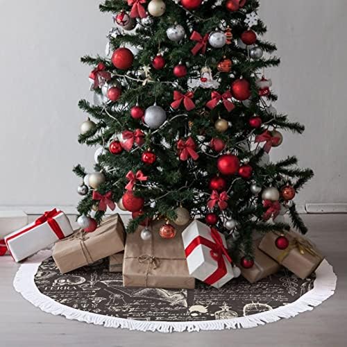 חצאית עץ חג המולד של אלכימיה קסומה חצאית עץ חג המולד אדומה עגולה עגולה עגולה עם קצה מצויד לקישוטי חצר